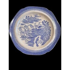 Antique Blue Transferware Plate Made in England No Chips  Cracks English Cottage
